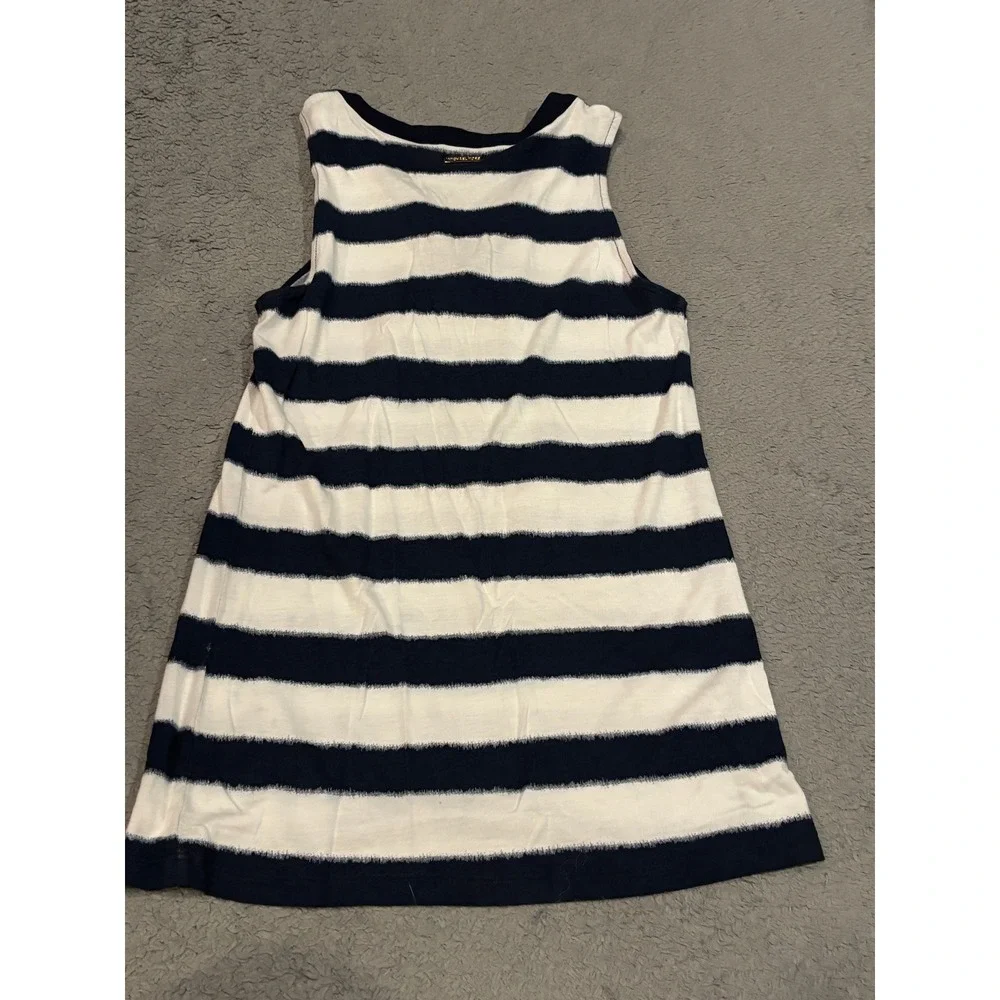 Michael Kors Womens Navy White Striped Lace Up Grommet Sleeveless Tank Top S